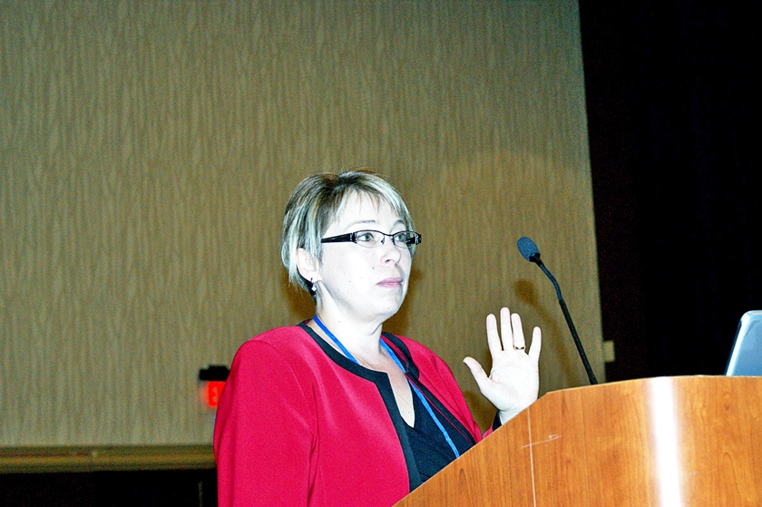 DSC03632.JPG - Speaker Dr. Inna Sheyner during her lecture on dermatology in the elderly