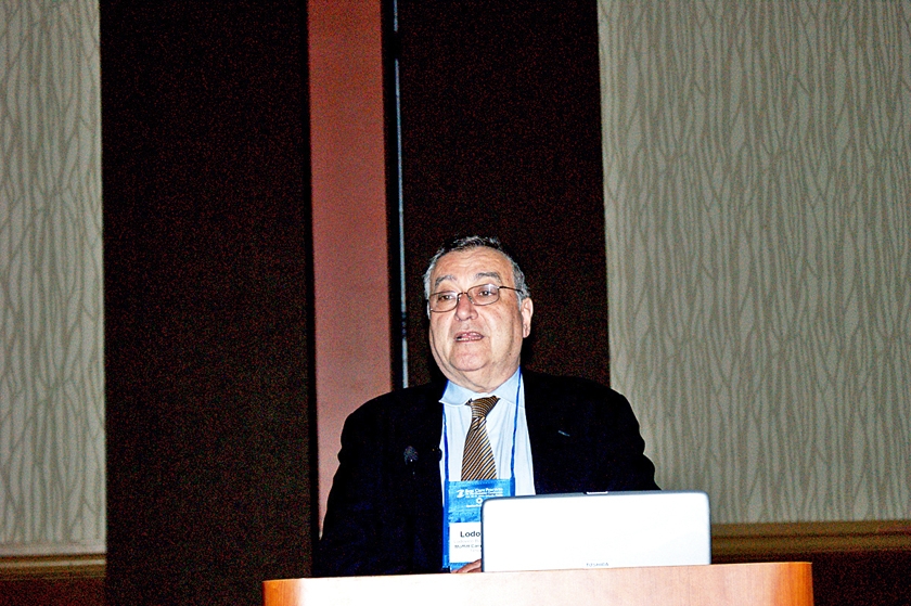 DSC03663.JPG - Speaker Dr. Lodovico Balducci during his lecture on screening for cancer in the elderly