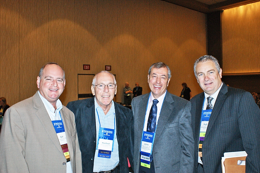 DSC03765.JPG - FMDA past-presidents (from left) Dr. Carl Suchar, Dr. Hanford Brace, and Dr. Jim Lett, with current president, Dr. Hugh Thomas