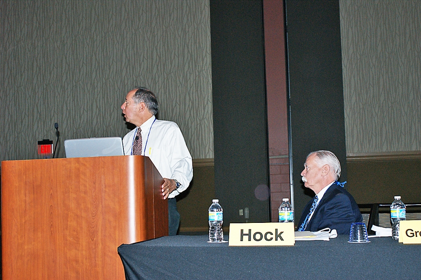 DSC03808.JPG - Speaker Dr. Gary Greenspan (left) with session moderator, Dr. Leonard Hock looking on.