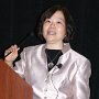 Dr. Jeanne Wei speaks to the audience during her lecture, which closed out the 2012 conference