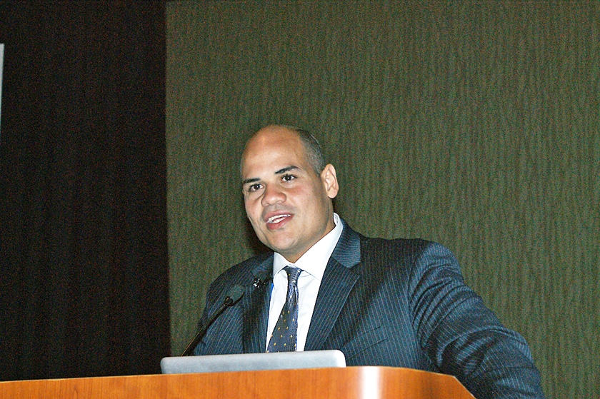 DSC03823.JPG - University of Florida‚Äôs Dr. Ramon Rodriquez talks about movement disorders in the elderly.